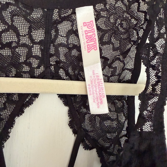 PINK by Victoria's Secret Black Lace Bralette with open strappy back - Picture 3 of 4